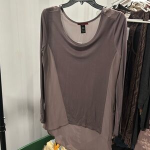 BKE Women's Long Sleeve Tunic - Taupe and Gray